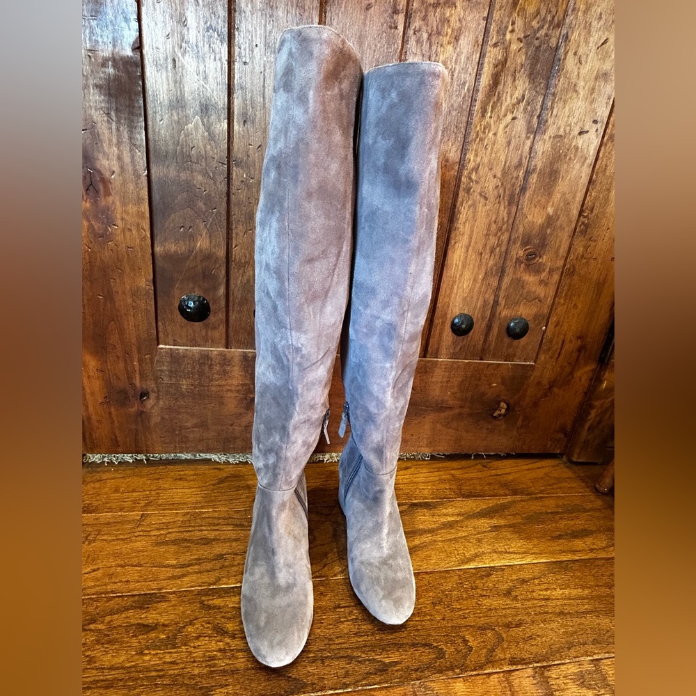 Cole Haan Over the Knee Gray Suede Boots